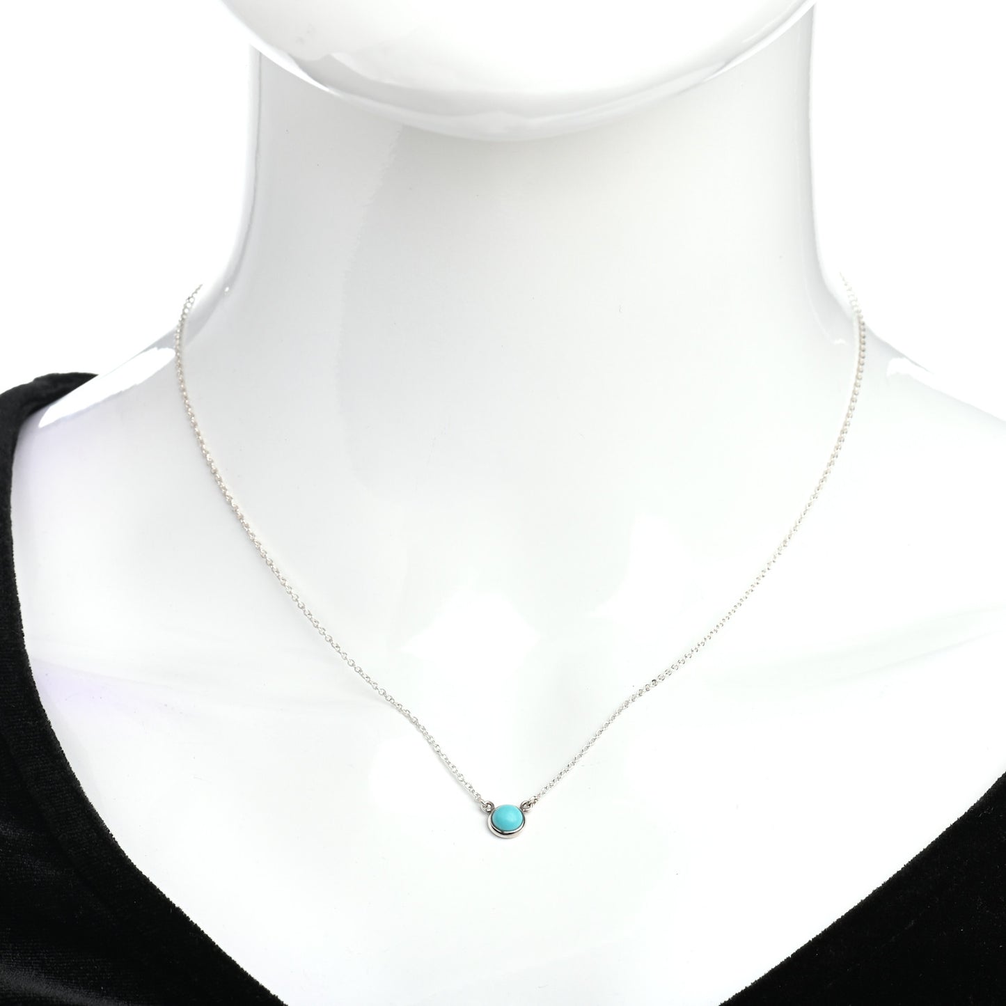 Sterling Silver Turquoise Elsa Peretti Color by the Yard Pendant Necklace