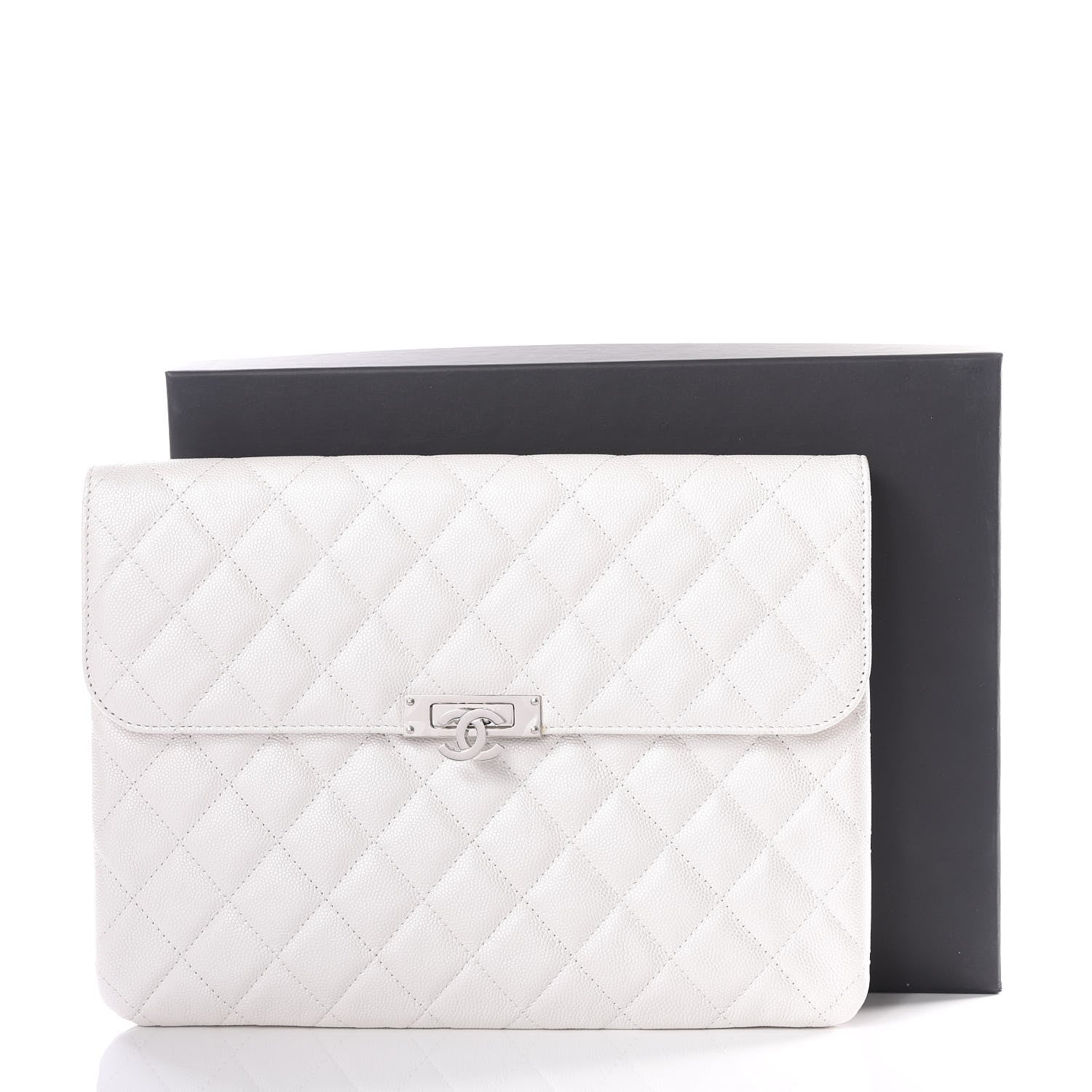 Chanel Caviar Quilted Medium Golden Class Pouch White 12 of 12