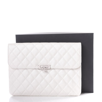 Chanel Caviar Quilted Medium Golden Class Pouch White 12 of 12