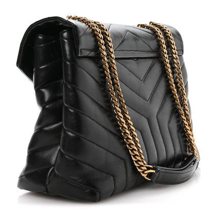 Saint Laurent Calfskin Y Quilted Monogram Medium Loulou Chain Satchel Black 3 of 10