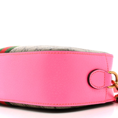 Gucci GG Supreme Monogram Textured Dollar Calfskin Web Ophidia Small Crossbody Bag Beige Ebony Fuchsia 10 of 11
