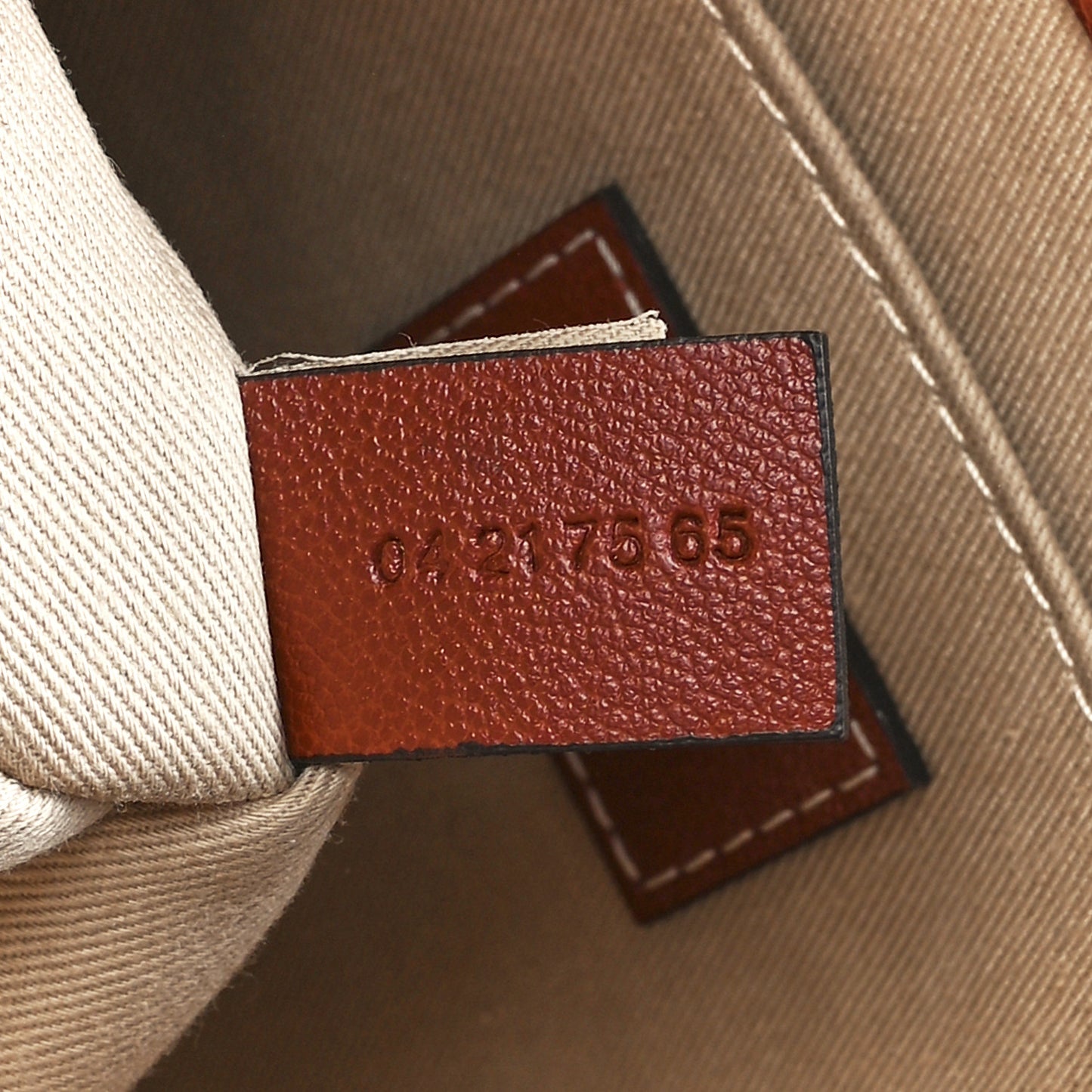 Calfskin Medium Woody Ribbon Tote Sepia Brown