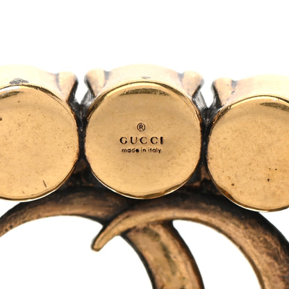 Gucci Metal Crystal Double G Brooch Aged Gold 4 of 4