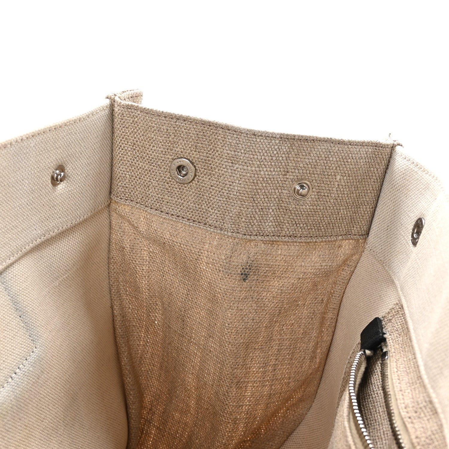 Saint Laurent Linen Calfskin Small Rive Gauche Tote Greggio Natural 12 of 13