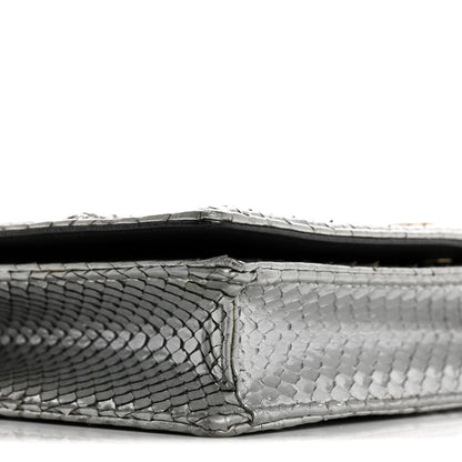 Christian Dior Snakeskin Diorama Wallet on Chain Pouch Silver 9 of 18
