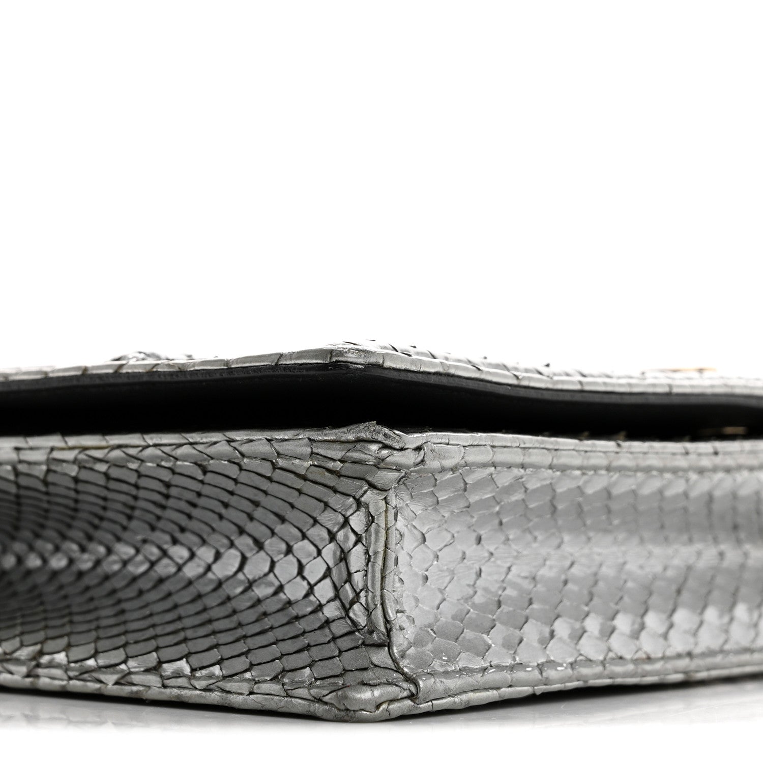 Christian Dior Snakeskin Diorama Wallet on Chain Pouch Silver 9 of 18