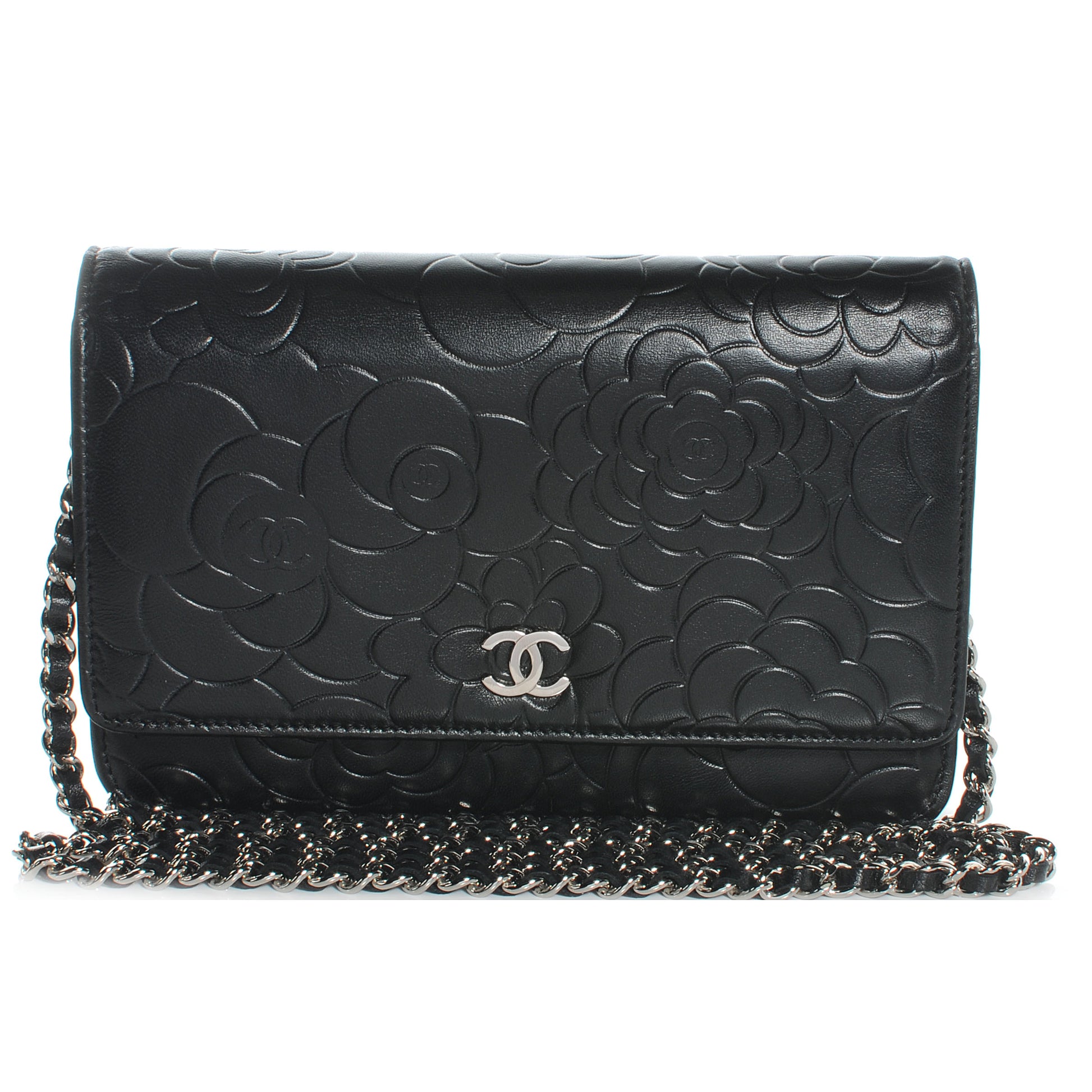 Chanel Lambskin Camelia Wallet on Chain Black 1 of 9