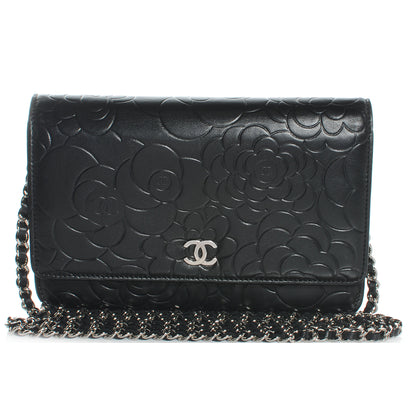 Chanel Lambskin Camelia Wallet on Chain Black 1 of 9