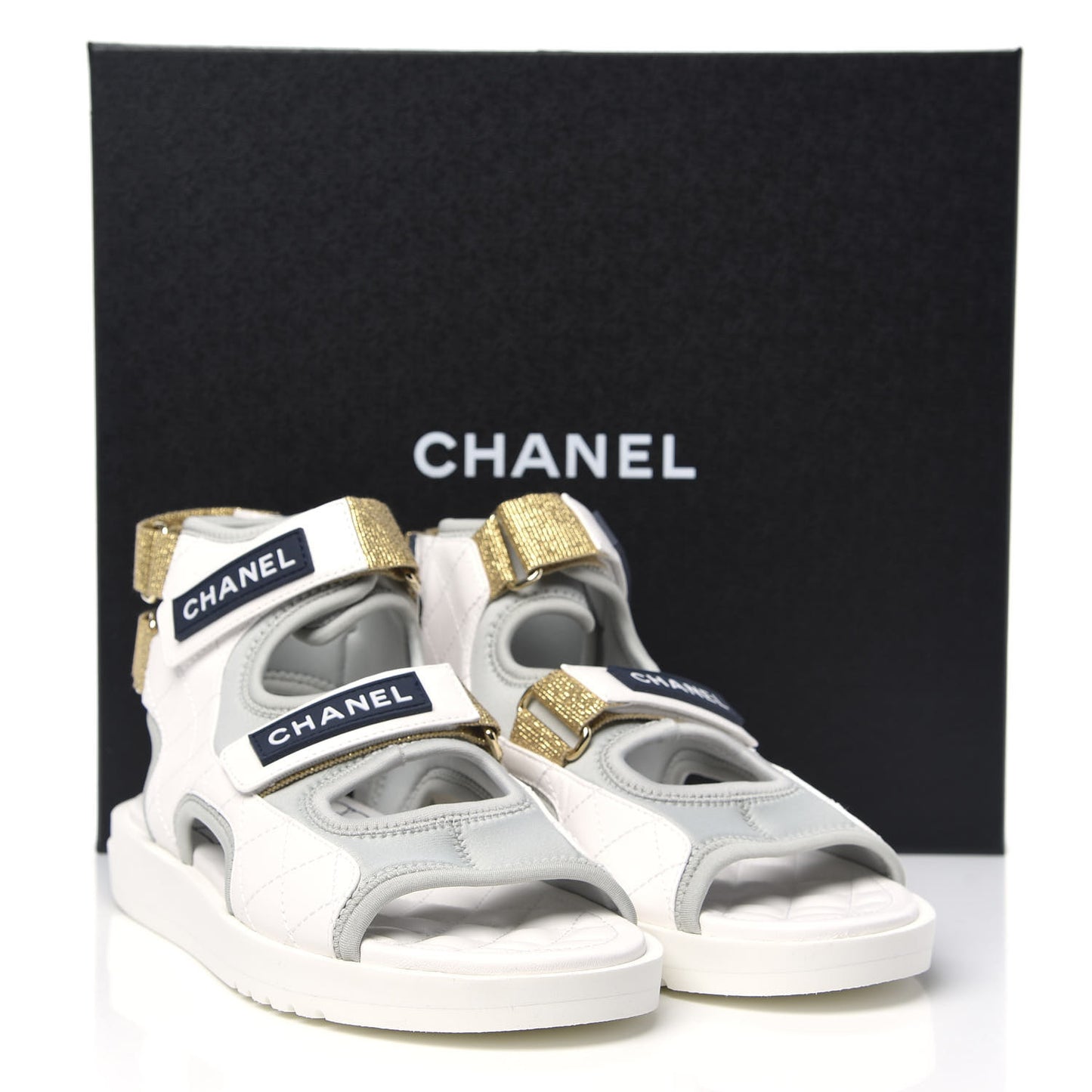 Goatskin Fabric Gladiator Sandals 37.5 Grey Navy Blue