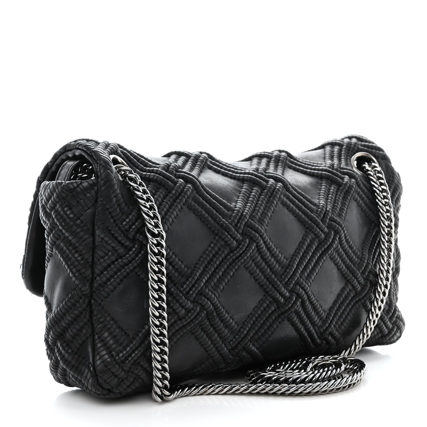 Lambskin Stitch Small Walk Of Fame Rectangular Flap Black