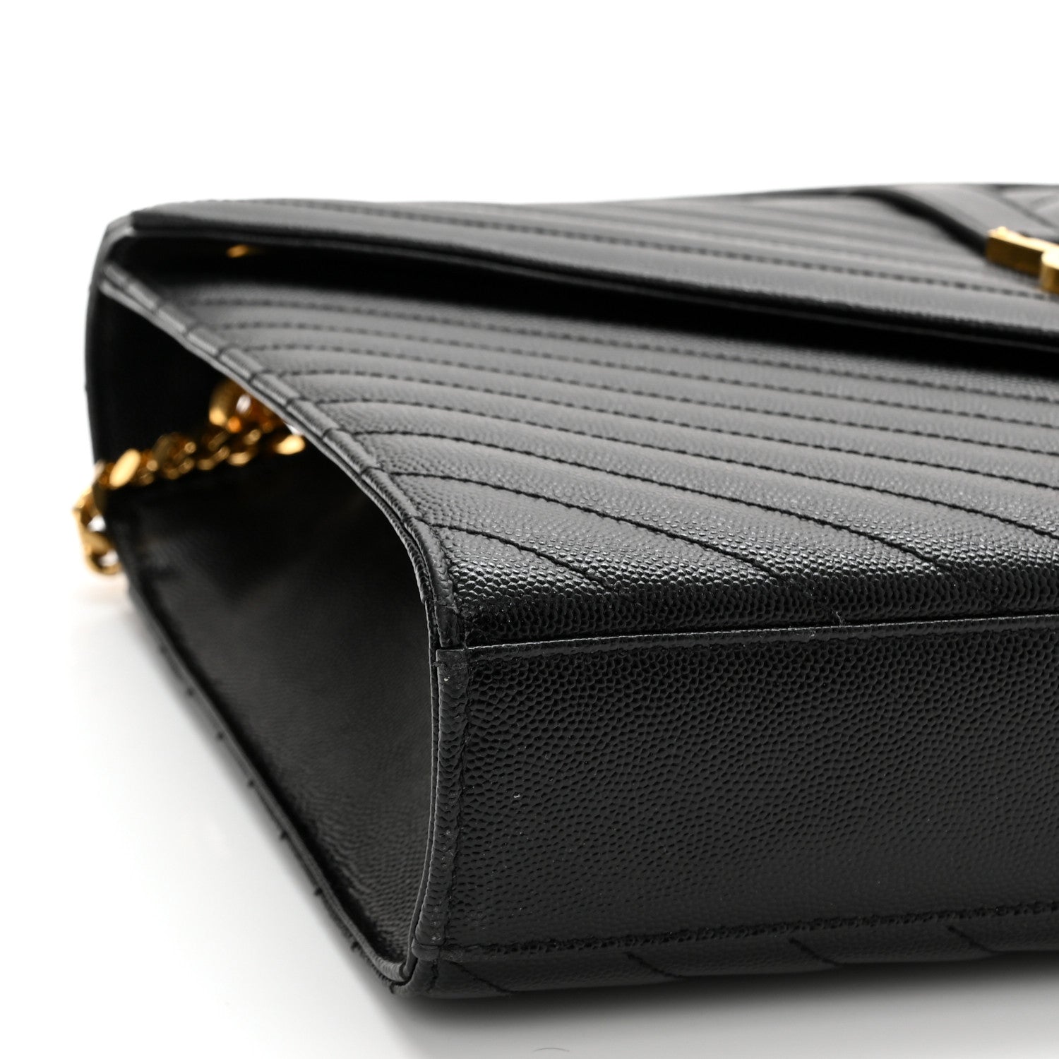 Saint Laurent Grain De Poudre Matelasse Chevron Large Monogram Satchel Black 9 of 11