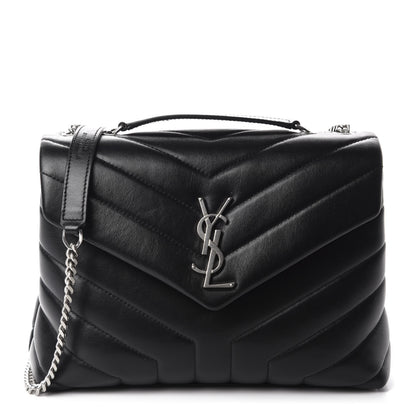 Saint Laurent Calfskin Y Quilted Monogram Small Loulou Chain Satchel Black 1 of 12