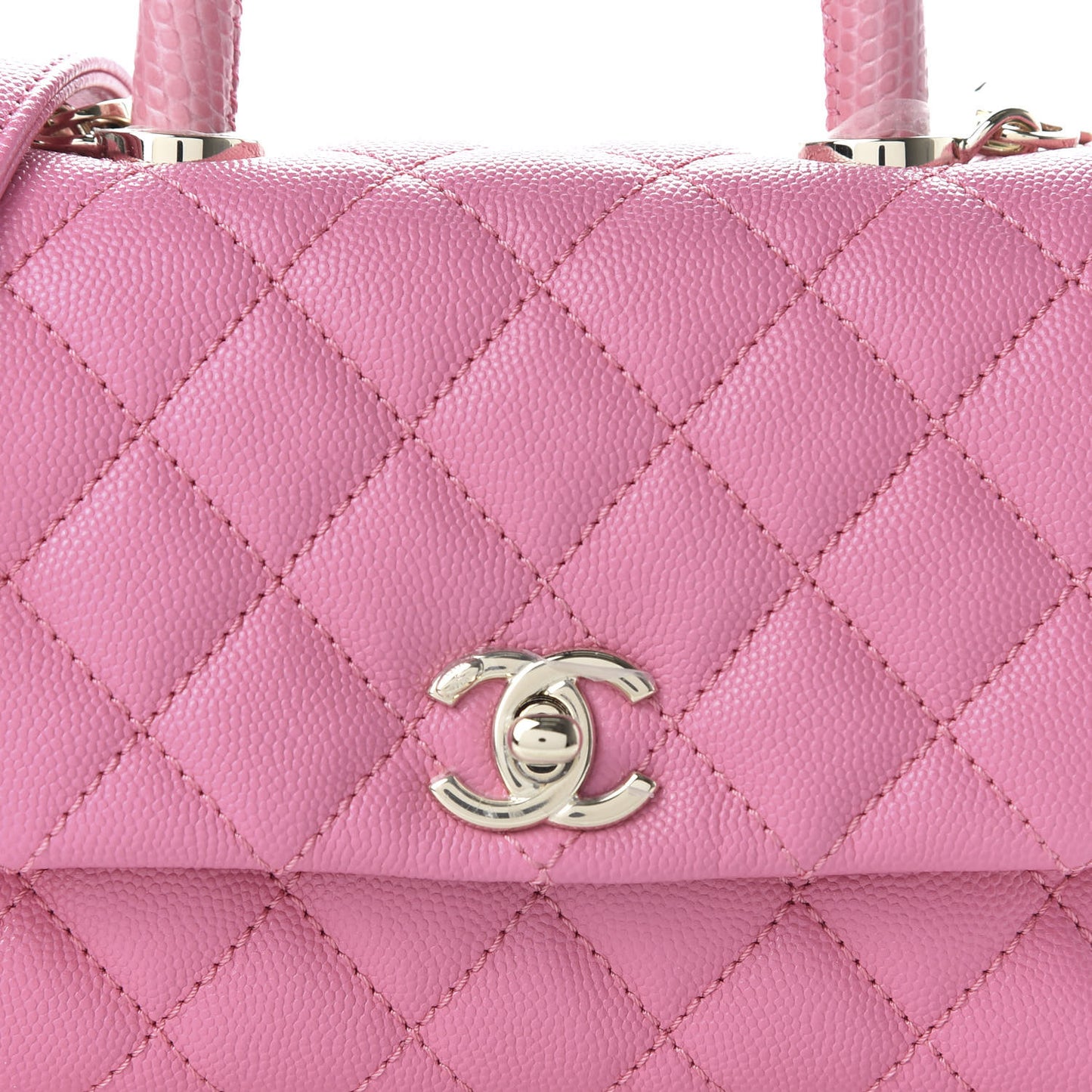Caviar Quilted Lizard Embossed Extra Mini Coco Handle Flap Pink