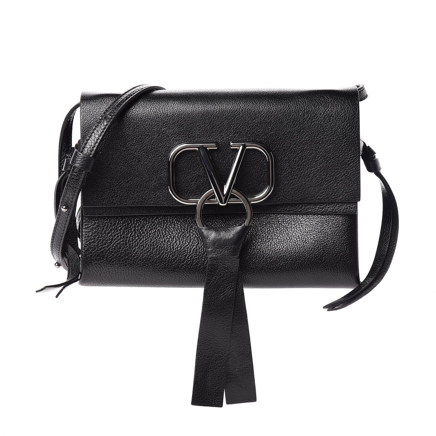 Calfskin Small VRing Crossbody Bag Black