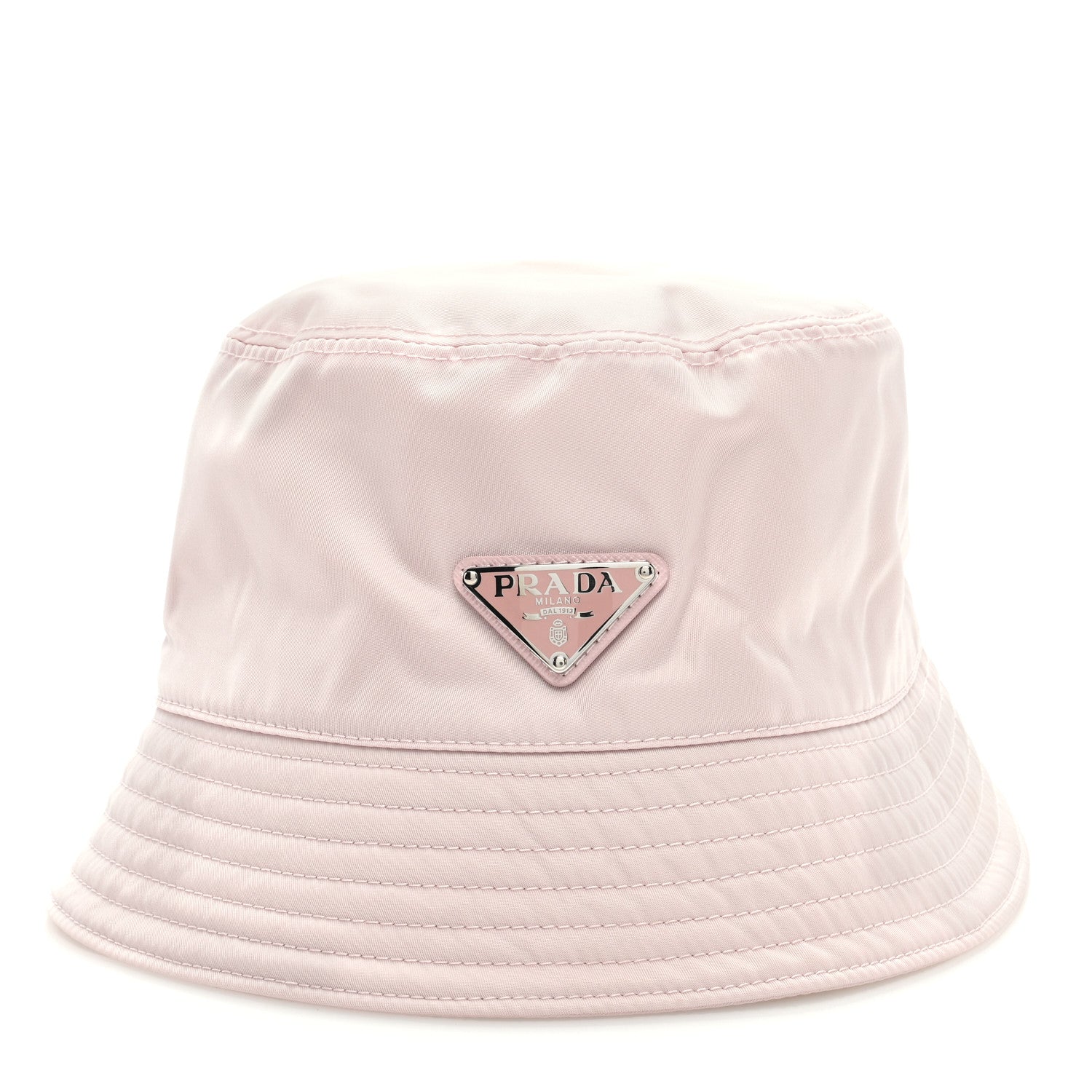 Prada Re-Nylon Metal Triangle Logo Womens Bucket Hat M Alabastro 2 of 7