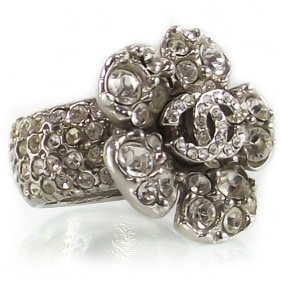 Chanel Swarovski Crystal Camelia Ring Size 6 1 of 6