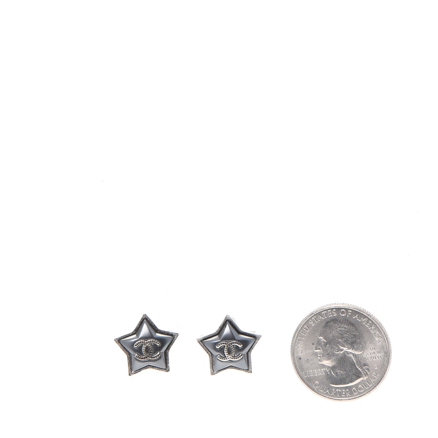 Chanel Resin Metal CC Star Earrings Silver 2 of 7