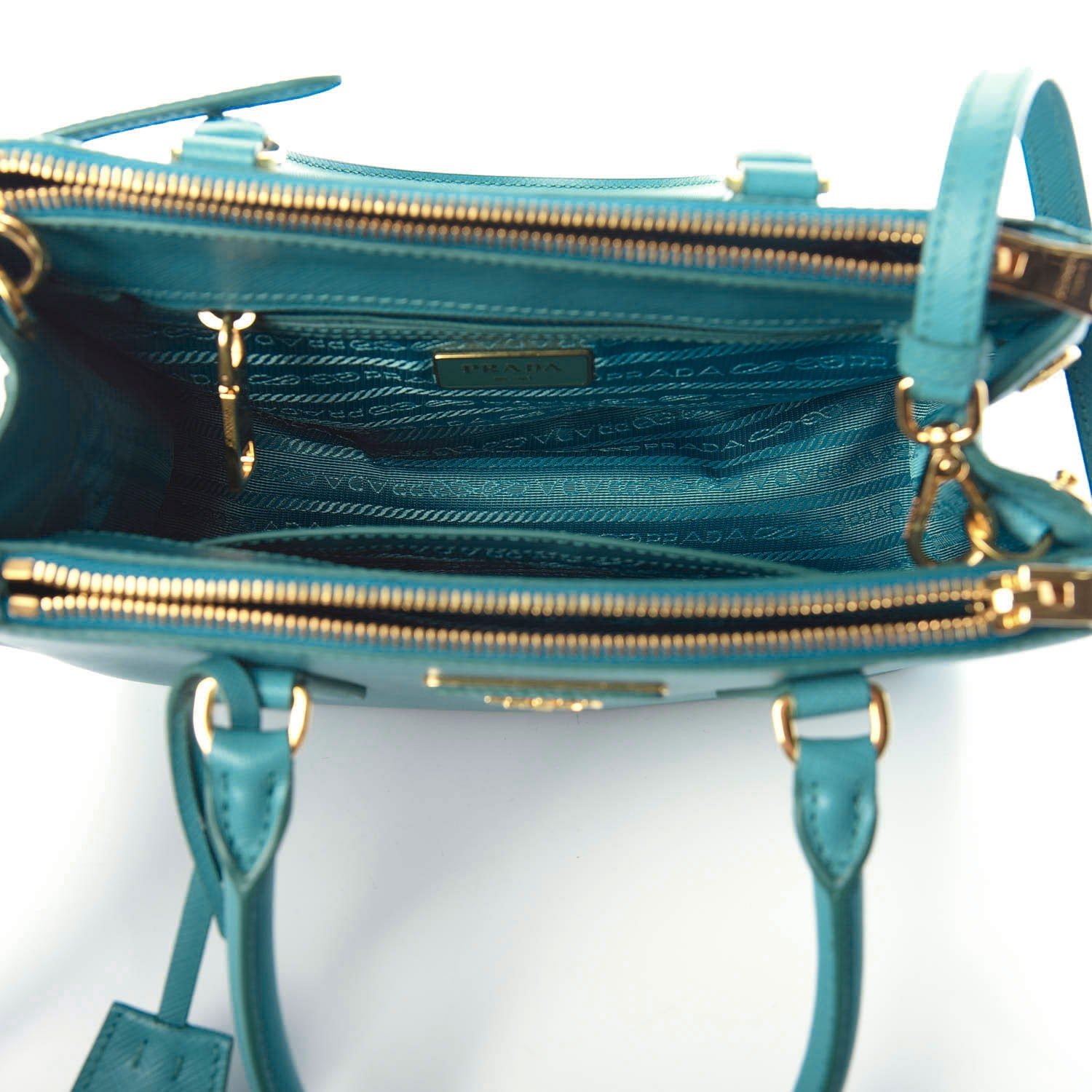 Prada Saffiano Mini Galleria Double Zip Tote Turchese 6 of 9