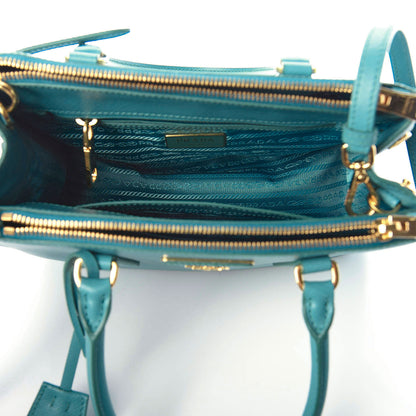 Prada Saffiano Mini Galleria Double Zip Tote Turchese 6 of 9