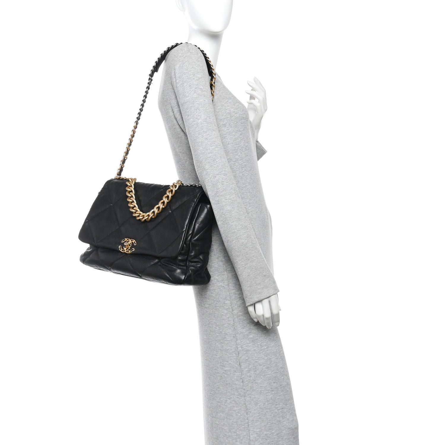 Chanel Lambskin Quilted Maxi Chanel 19 Flap Black 2 of 10
