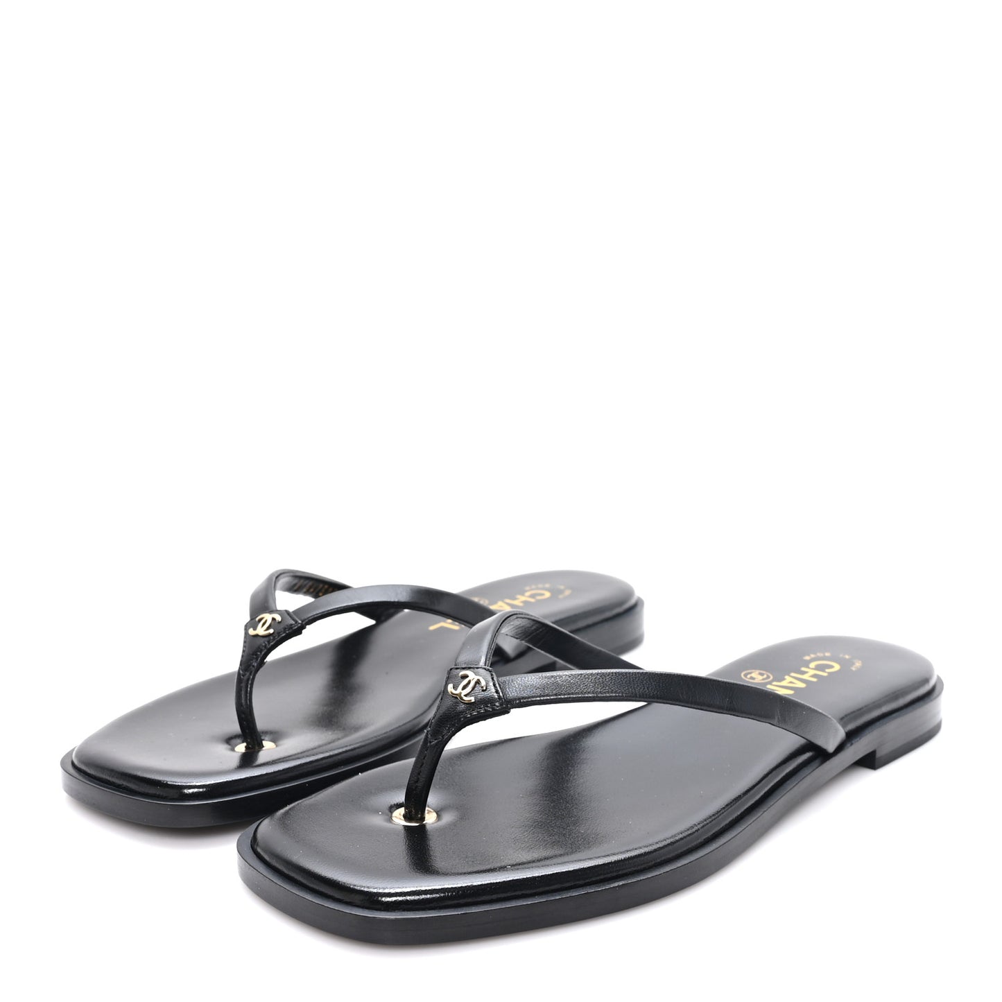 Goatskin CC Times Square Thong Sandals 37 Black