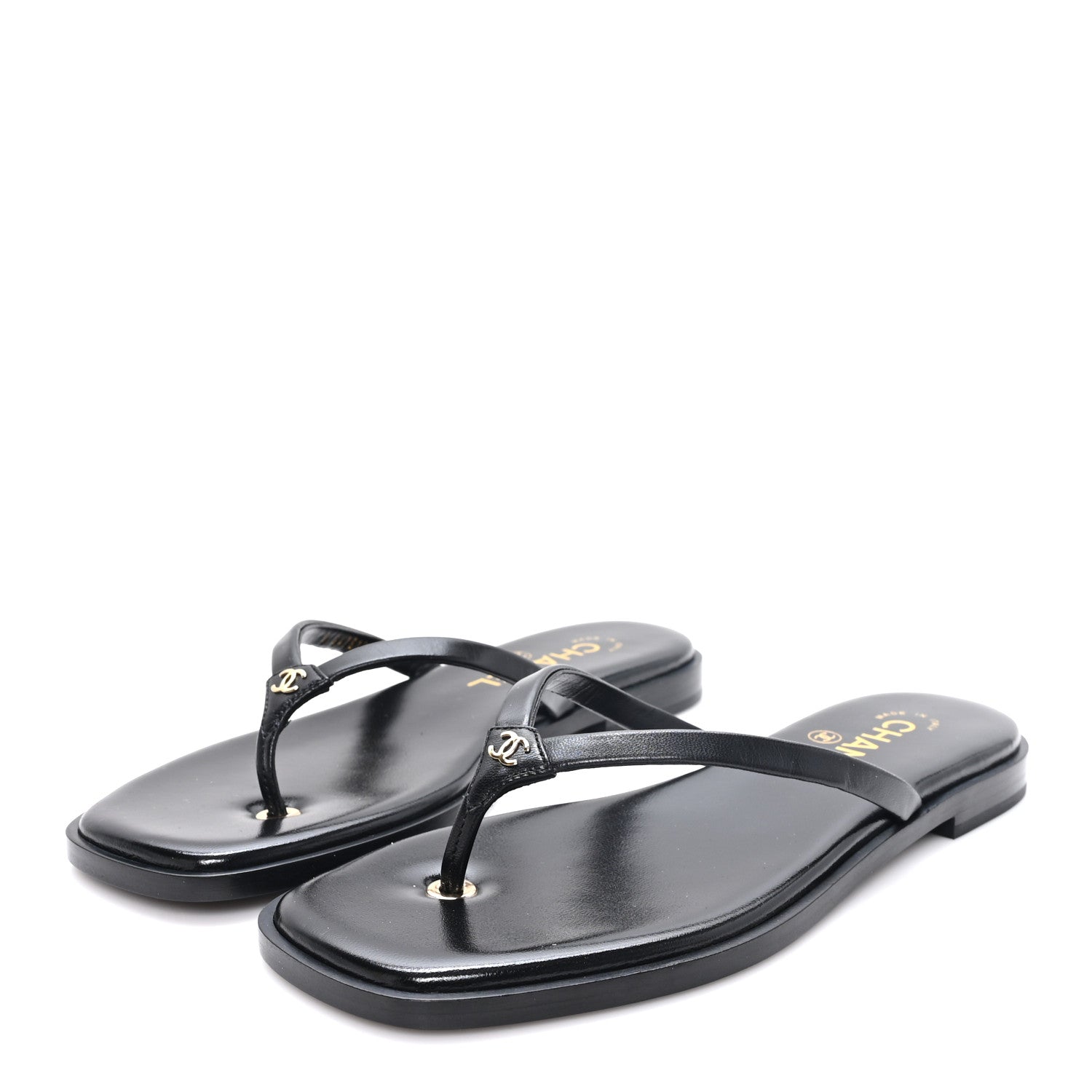 Chanel Goatskin CC Times Square Thong Sandals 37 Black 4 of 10