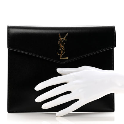 Saint Laurent Smooth Shiny Calfskin Monogram Uptown Baby Pouch Black 2 of 7