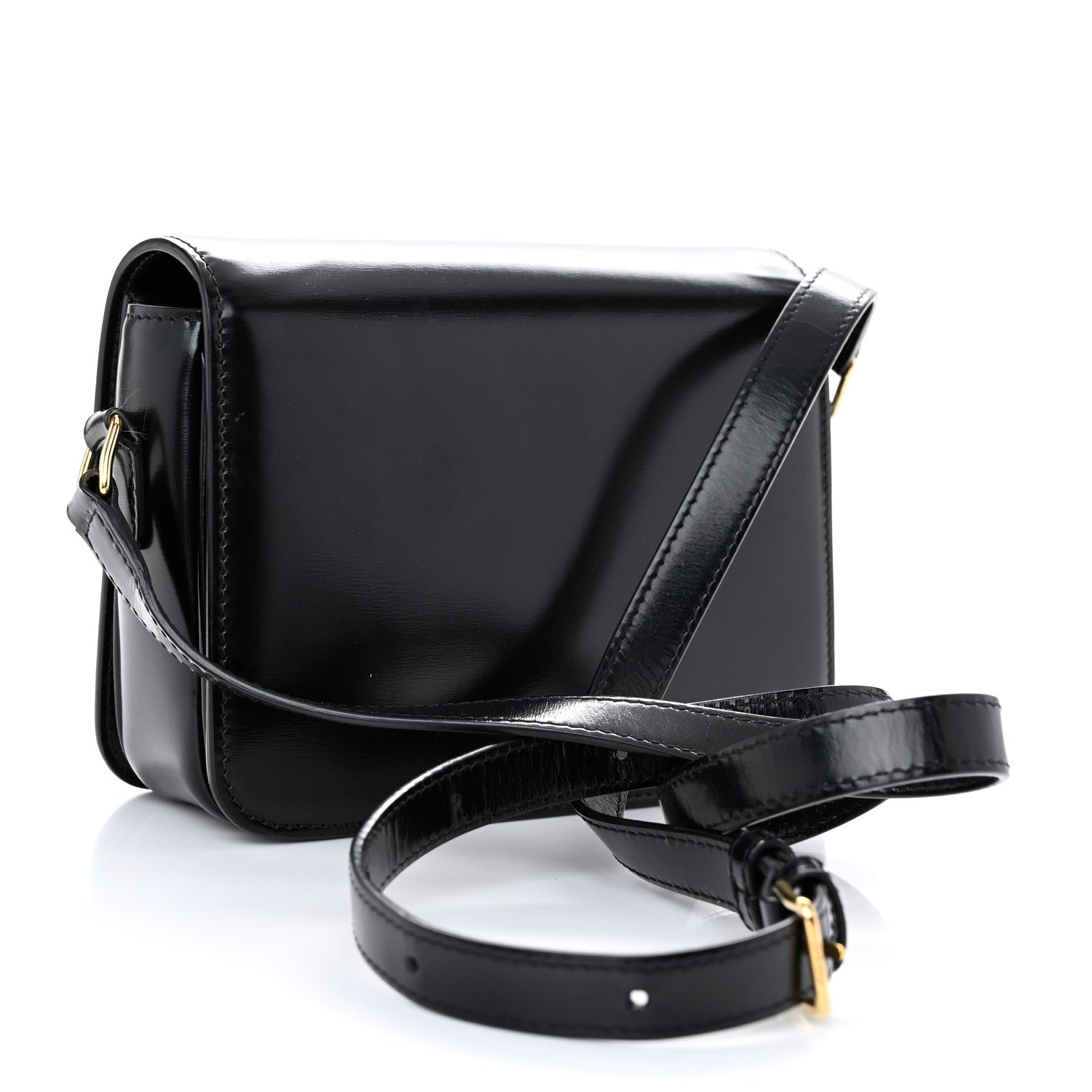 Celine Shiny Calfskin Teen Triomphe Black 3 of 9