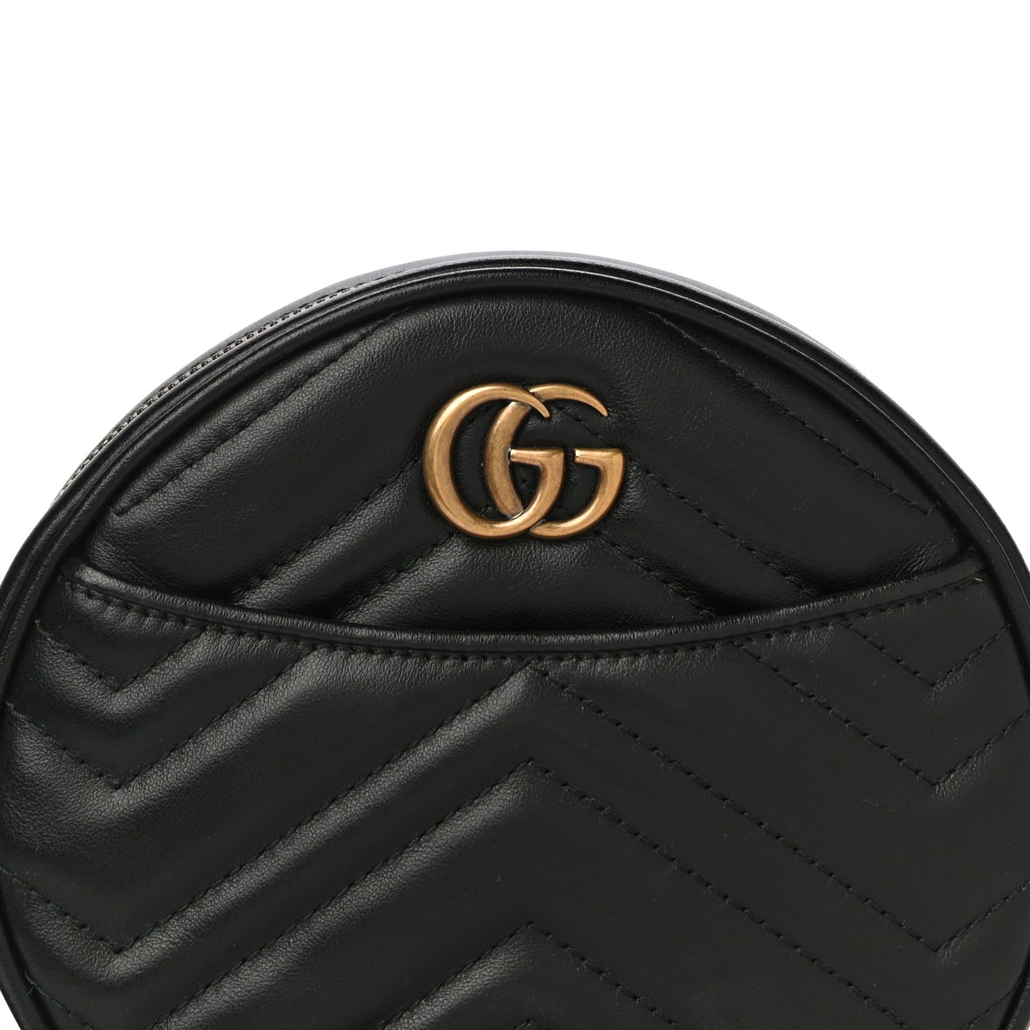 Calfskin Matelasse GG Marmont Round Wrist Wallet Black