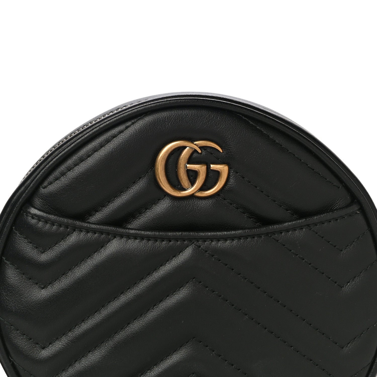 Gucci Calfskin Matelasse GG Marmont Round Wrist Wallet Black 7 of 10