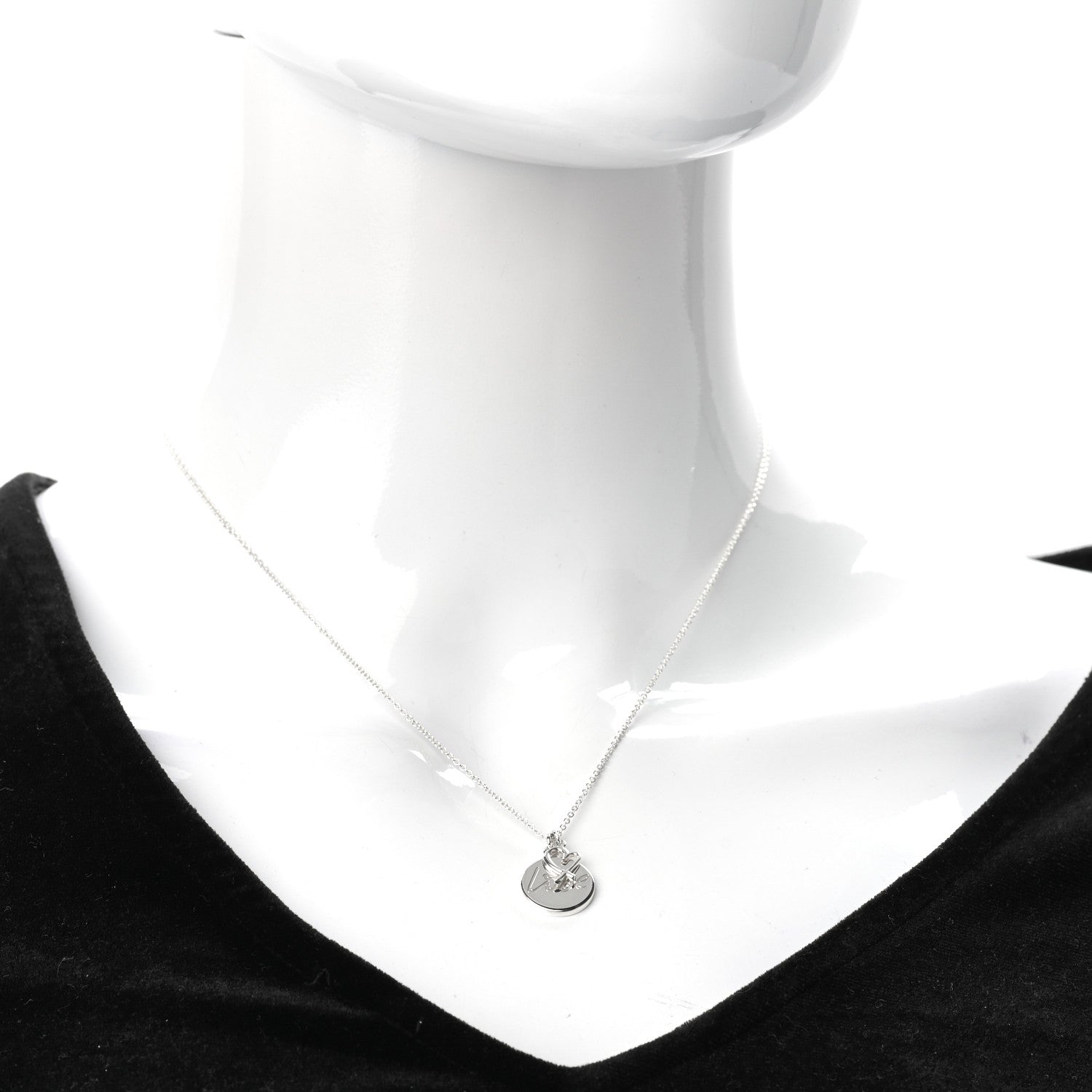 Tiffany Sterling Silver Graffiti Love Disc Pendant Necklace 2 of 5