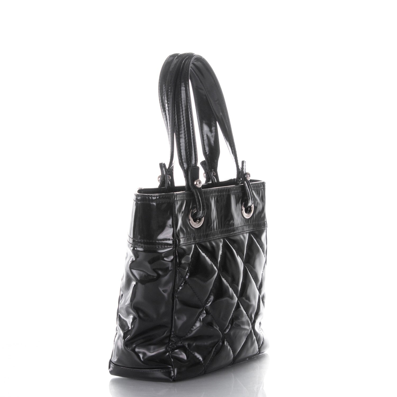 Chanel Vinyl Quilted Small Paris Biarritz Tote Black 3 of 9
