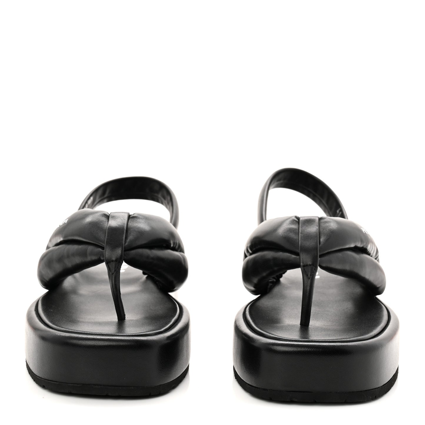 Nappa Soft Padded Platform Slingback Thong Sandals 41 Black