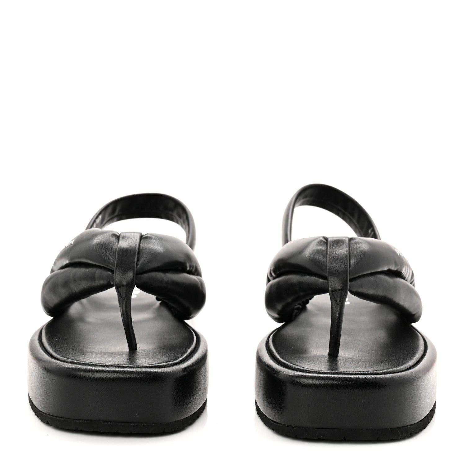 Prada Nappa Soft Padded Platform Slingback Thong Sandals 41 Black 3 of 9