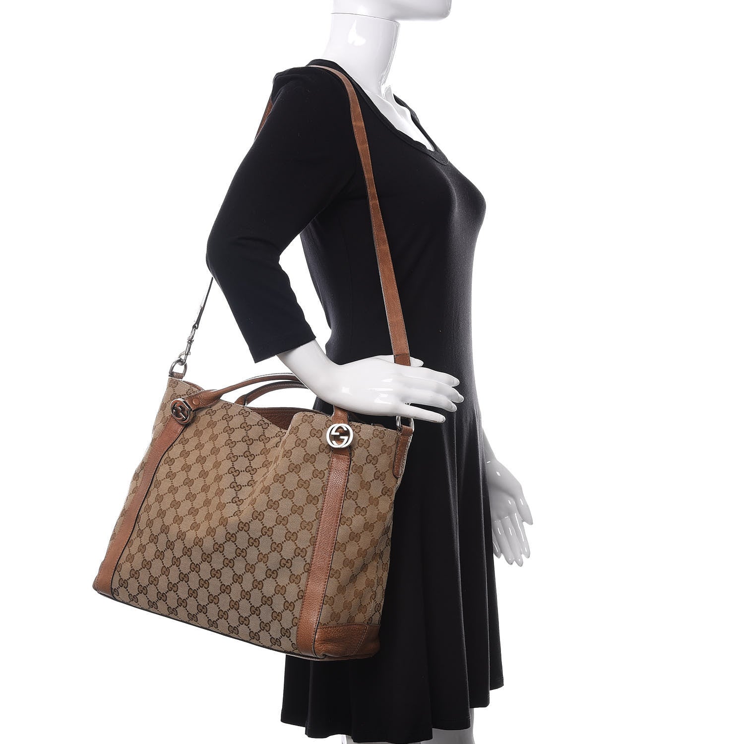 Gucci Monogram Old Libeccio Medium Miss GG Top Handle Bag Beige Ebony Light Brown 2 of 18