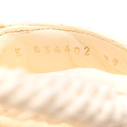 Chanel Cord Lambskin Quilted Logo Sandals 39 White 6 of 9