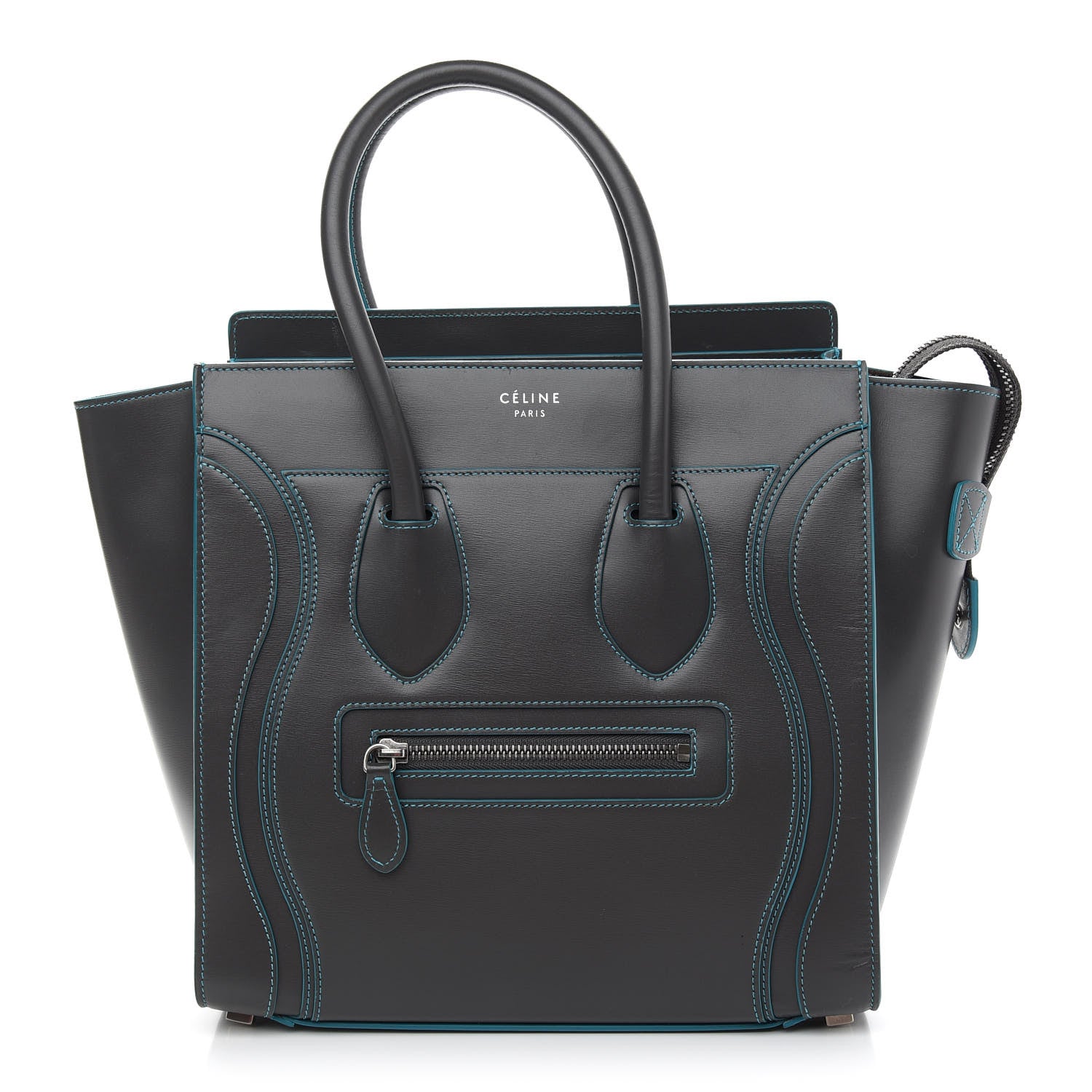 Celine Satin Debossed Calfskin Micro Luggage Anthracite 1 of 8