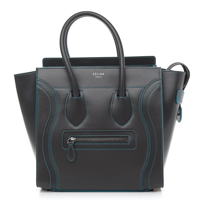 Celine Satin Debossed Calfskin Micro Luggage Anthracite 1 of 8
