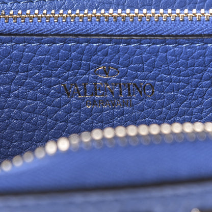 Valentino Garavani Pebbled Calfskin Rockstud Zip Around Wallet Baltique 6 of 9