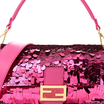 Fendi Sequin Paillettes Vitello Grace Sex and the City Baguette Ciclamino Pilar 7 of 9