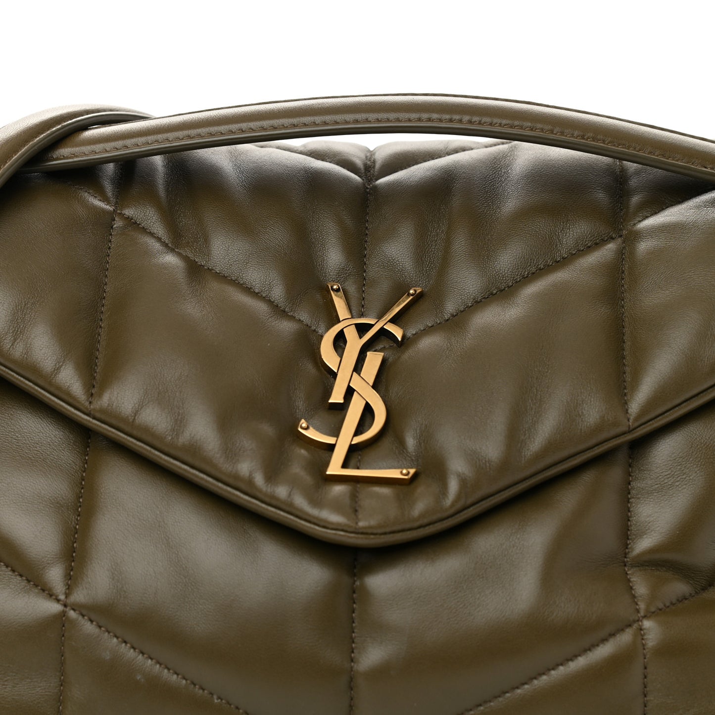 Lambskin Quilted Medium Loulou Puffer Monogram Chain Satchel Seaweed