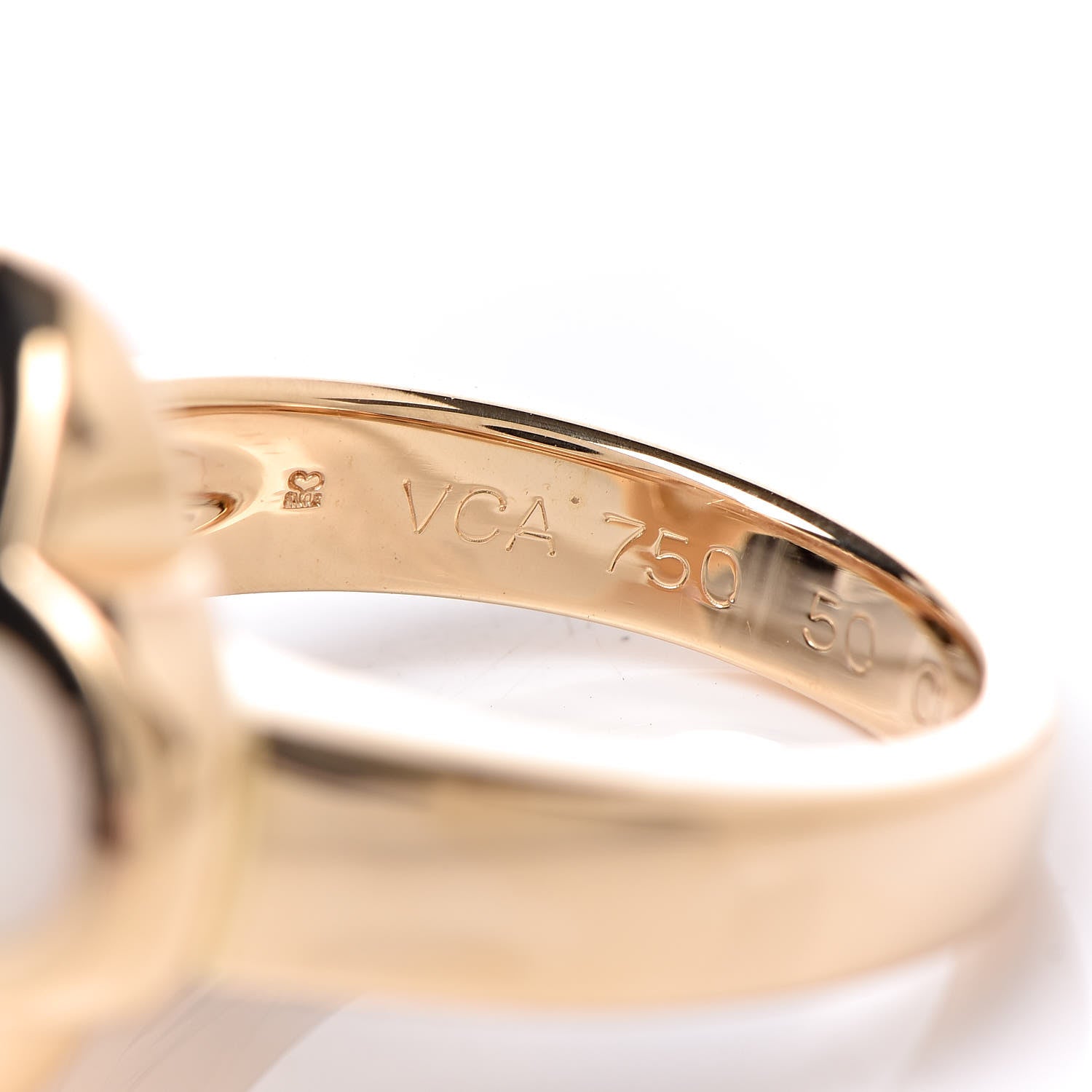 Van Cleef & Arpels 18K Yellow Gold Mother of Pearl Pure Alhambra Ring 50 5.25 5 of 6
