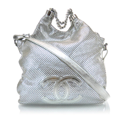 Chanel Metallic Glazed Calfskin Perforated Medium Rodeo Drive Tote Silver 1 of 11