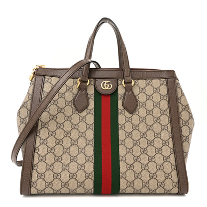 Gucci GG Supreme Monogram Web Medium Ophidia Tote Bag Brown 1 of 15