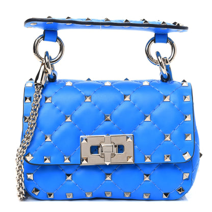 Valentino Garavani Calfskin Micro Rockstud Spike Shoulder Bag Blue Fluo 1 of 3