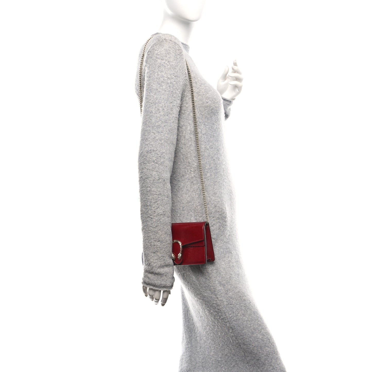 Crinkled Patent Mini Dionysus Shoulder Bag Rosso Ancora Red