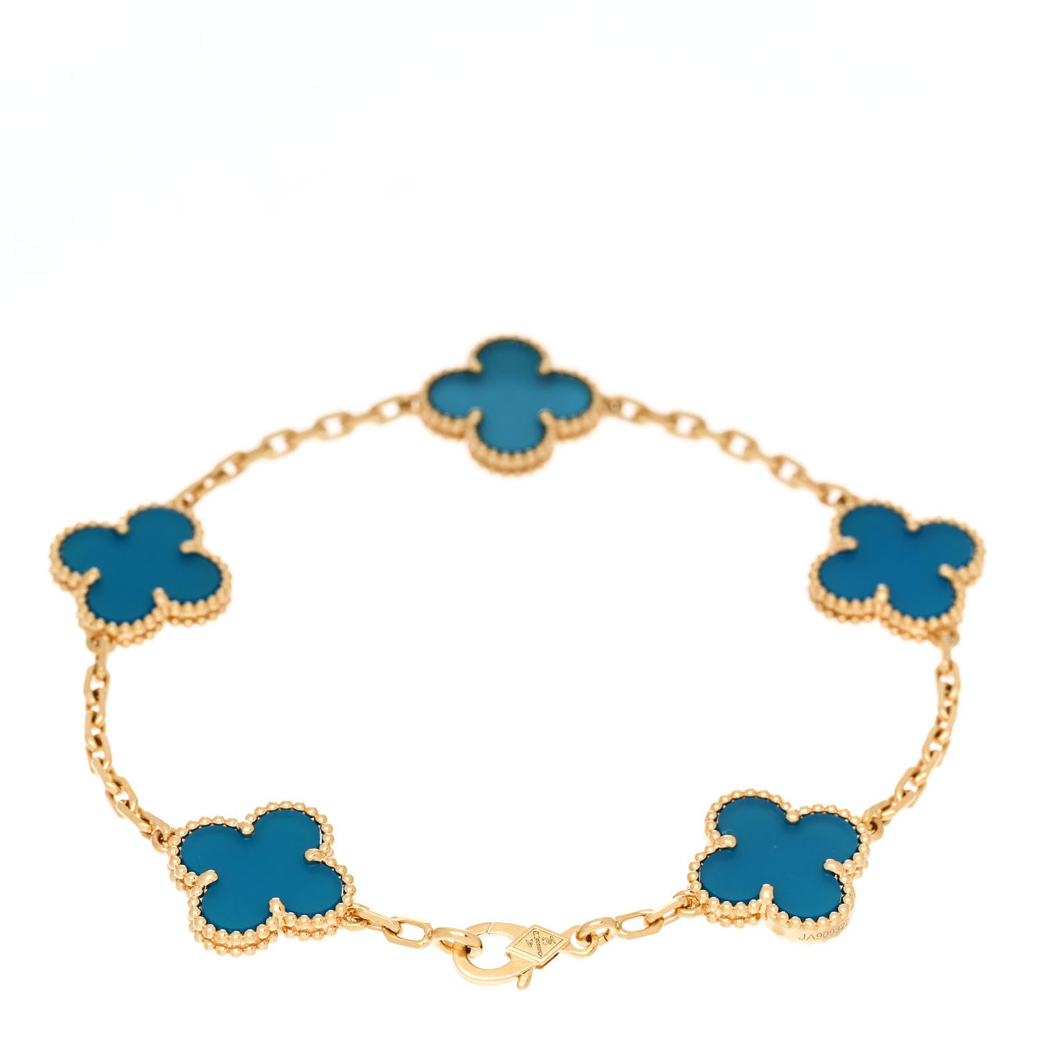 Van Cleef & Arpels 18K Yellow Gold Blue Agate 5 Motifs Vintage Alhambra Bracelet 2 of 5