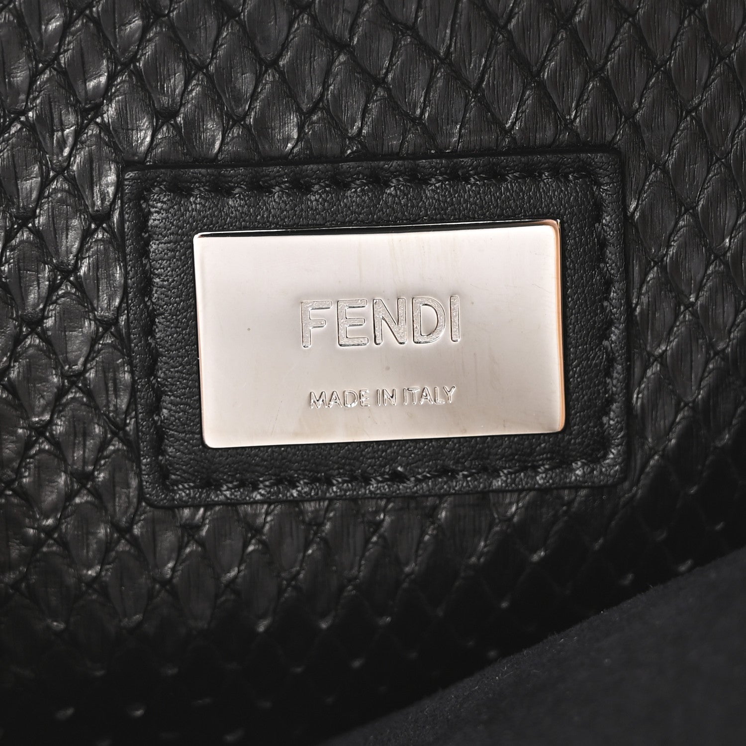 Fendi Vitello Seta Snakeskin Crocodile Monster Eyes Medium Peekaboo Iconic Satchel Black Girasole 6 of 10