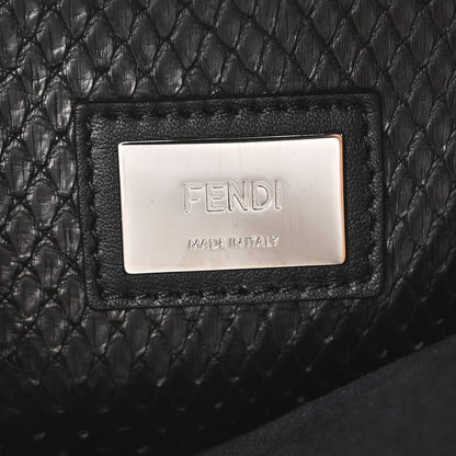 Fendi Vitello Seta Snakeskin Crocodile Monster Eyes Medium Peekaboo Iconic Satchel Black Girasole 6 of 10