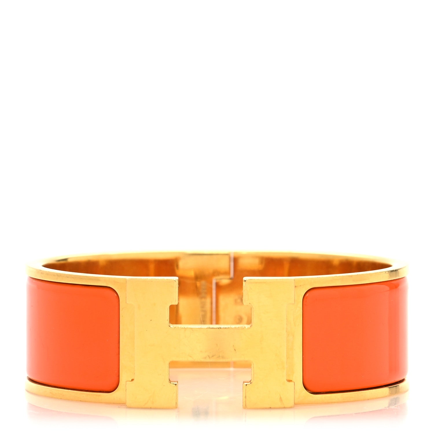 Hermes Enamel Wide Clic Clac H Bracelet GM Orange 1 of 6